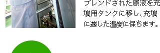 ブレンドされた原液を充填用タンクに移し、充填に適した温度に保ちます。