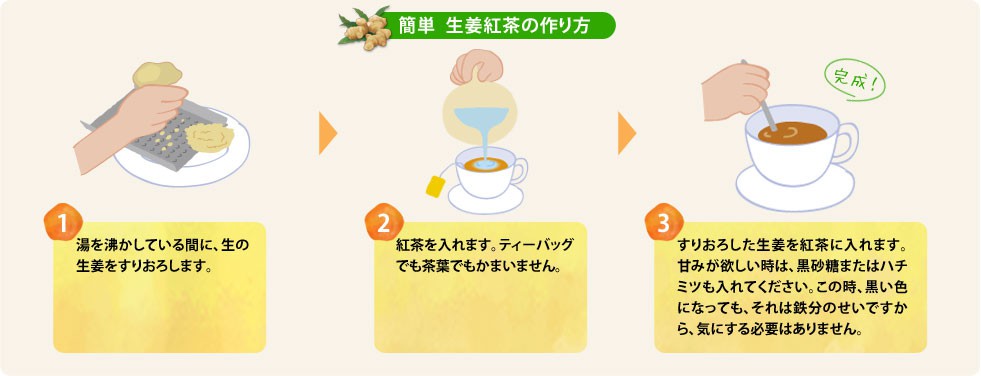 簡単　生姜紅茶の作り方