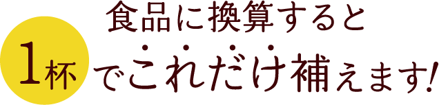 食品に換算すると 1杯でこれだけ補えます！