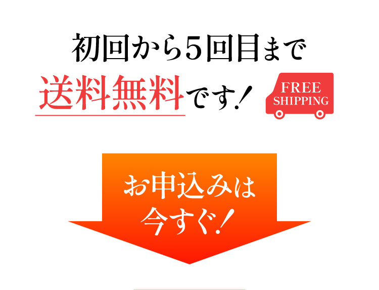 初回から5回目まで送料無料です！FREE SHIPPING お申込みは今すぐ！
