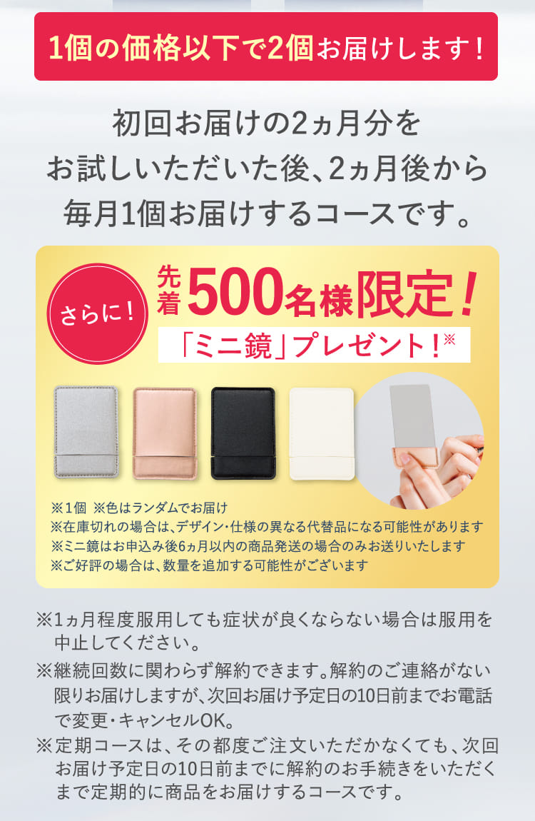 初回半額以下でお届けします！毎月1個、お届けするコースです。