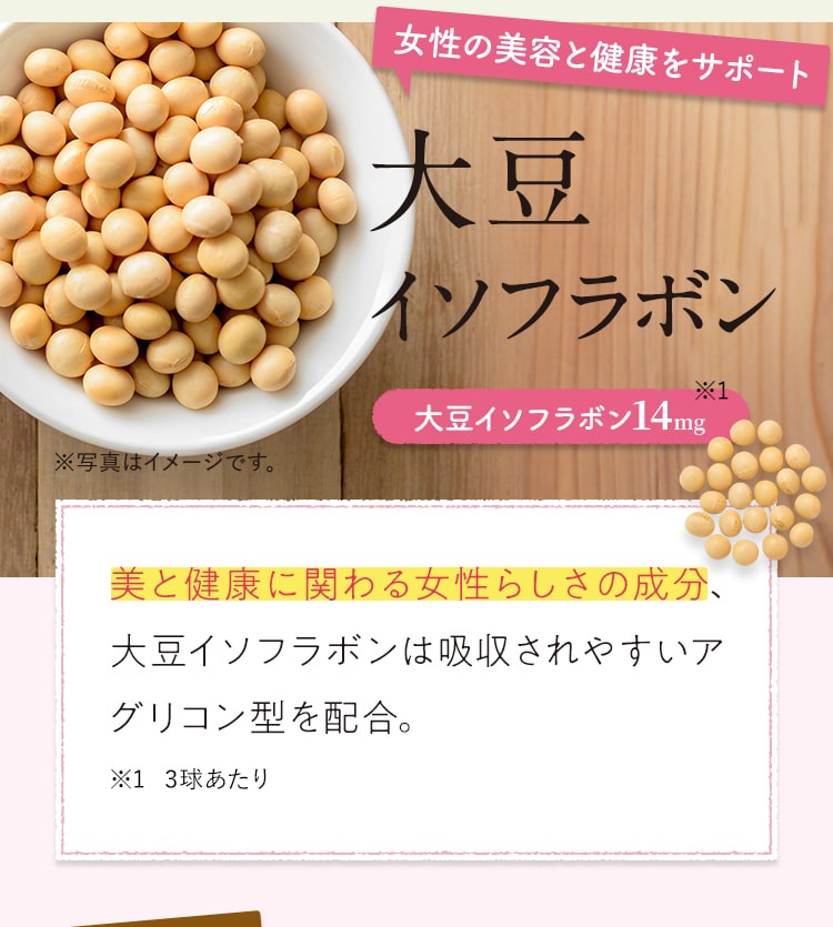 【女性の美容と健康をサポート】大豆イソフラボン