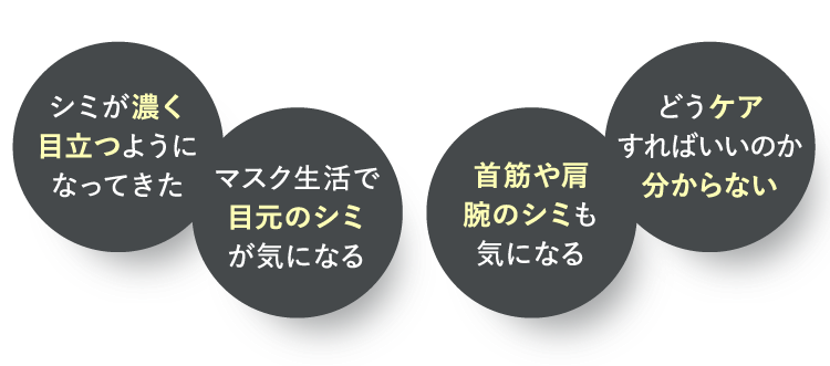 シミが濃く目立つようになってきた マスク生活で目元のシミが気になる