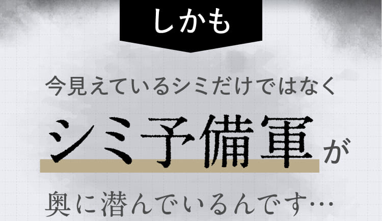 しかも今見えているシミだけではなくシミ予備軍が奥に潜んでいるんです…