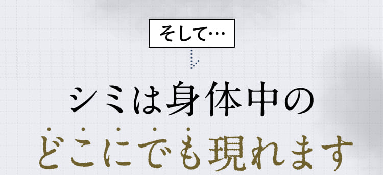 そして…シミは身体中のどこにでも現れます