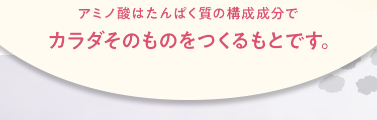 アミノ酸はたんぱく質の構成成分で　カラダそのものをつくるもとです。