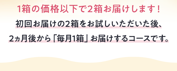 1箱の価格以下で2箱お届けします！