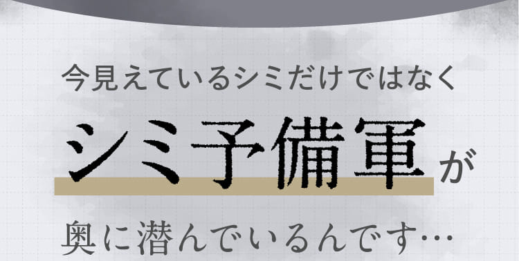 しかも今見えているシミだけではなくシミ予備軍が奥に潜んでいるんです…
