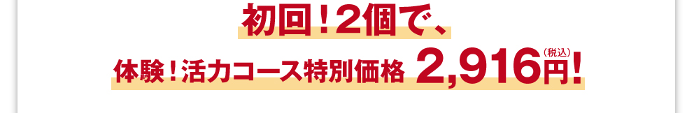 初回！2個で、体験！活力コース特別価格 2,916円!（税込）