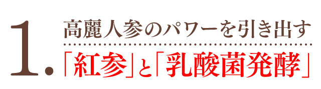1.高麗人参のパワーを引き出す「紅参」と「乳酸菌発酵」