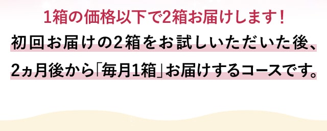 1箱の価格以下で2箱お届けします！