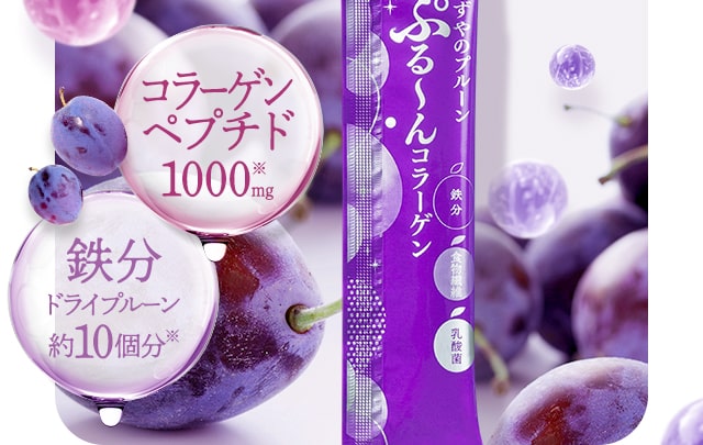 [コラーゲンペプチド1000mg][鉄分ドライプルーン約10個分]