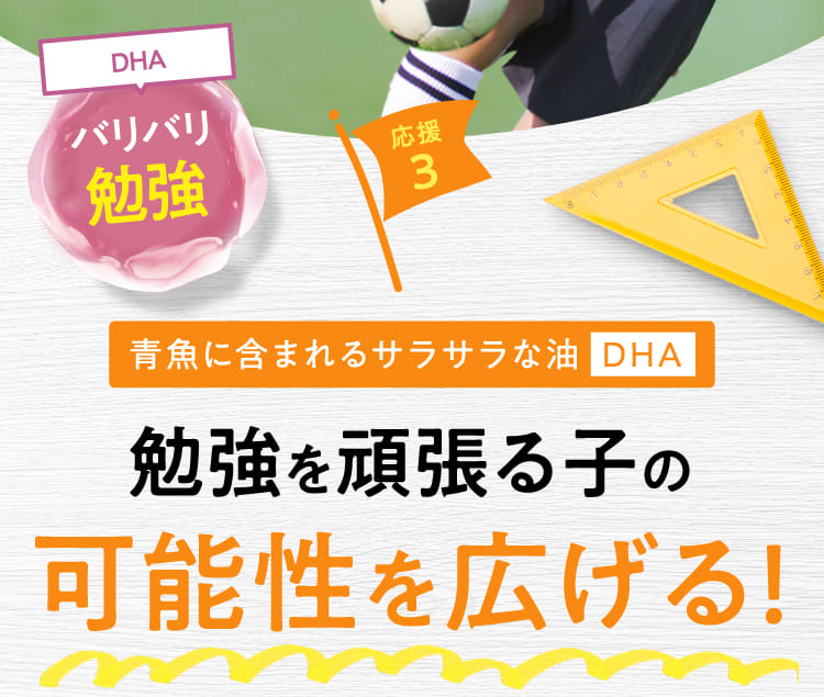 応援3 青魚に含まれるサラサラな油DHA 勉強を頑張る子の可能性を広げる!