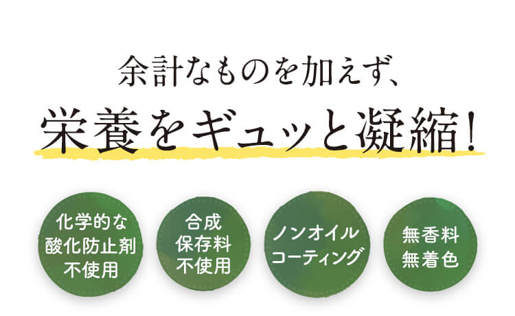 余計なものを加えず、栄養をギュッと凝縮！