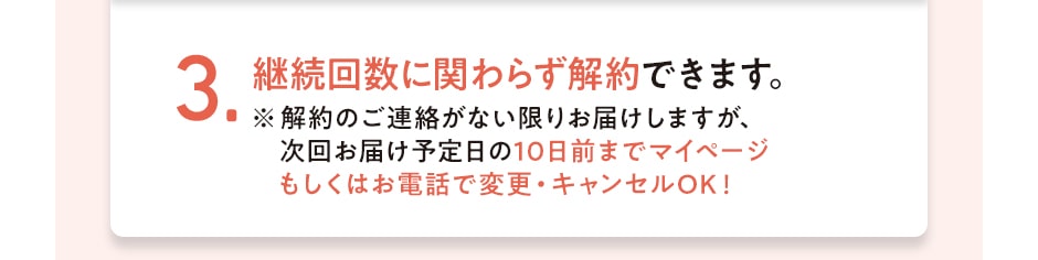 3．継続回数に関わらず解約できます。