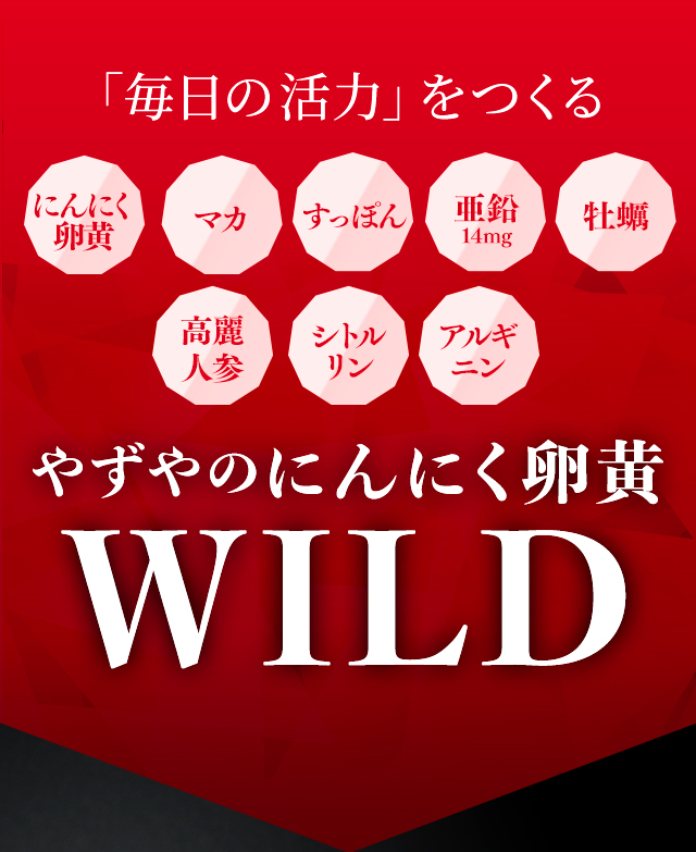 「毎日の活力」をつくる にんにく卵黄 マカ すっぽん 牡蠣 亜鉛14mg  シトルリン アルギニン 高麗人参 やずやのにんにく卵黄 WILD