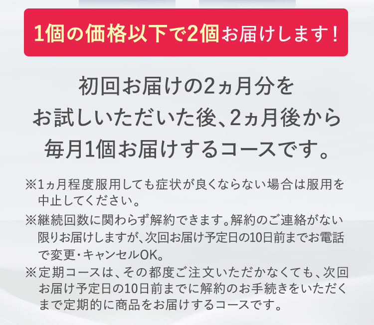 初回半額以下でお届けします！毎月1個、お届けするコースです。