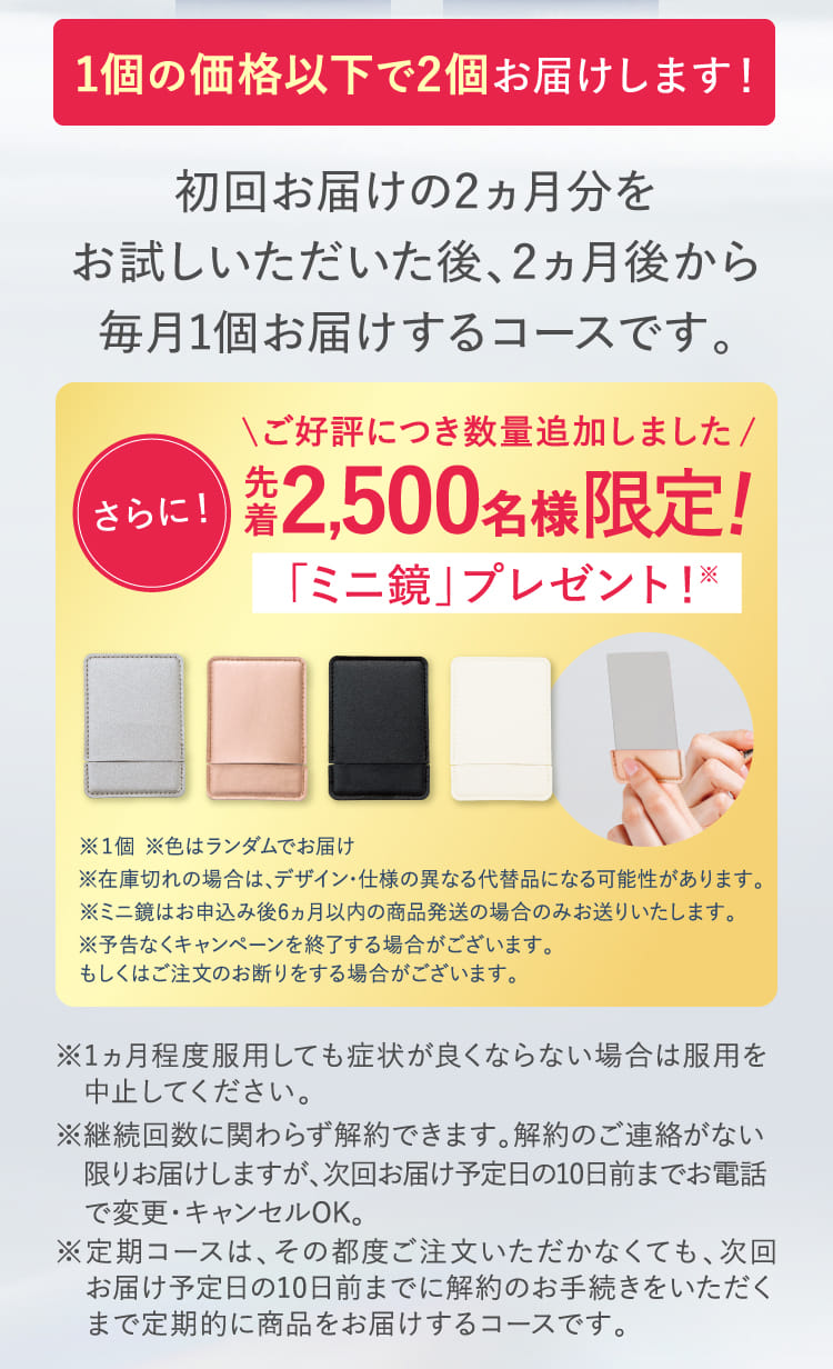 初回半額以下でお届けします！毎月1個、お届けするコースです。