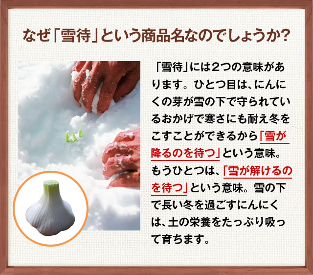 なぜ「雪待」という商品名なのでしょうか？