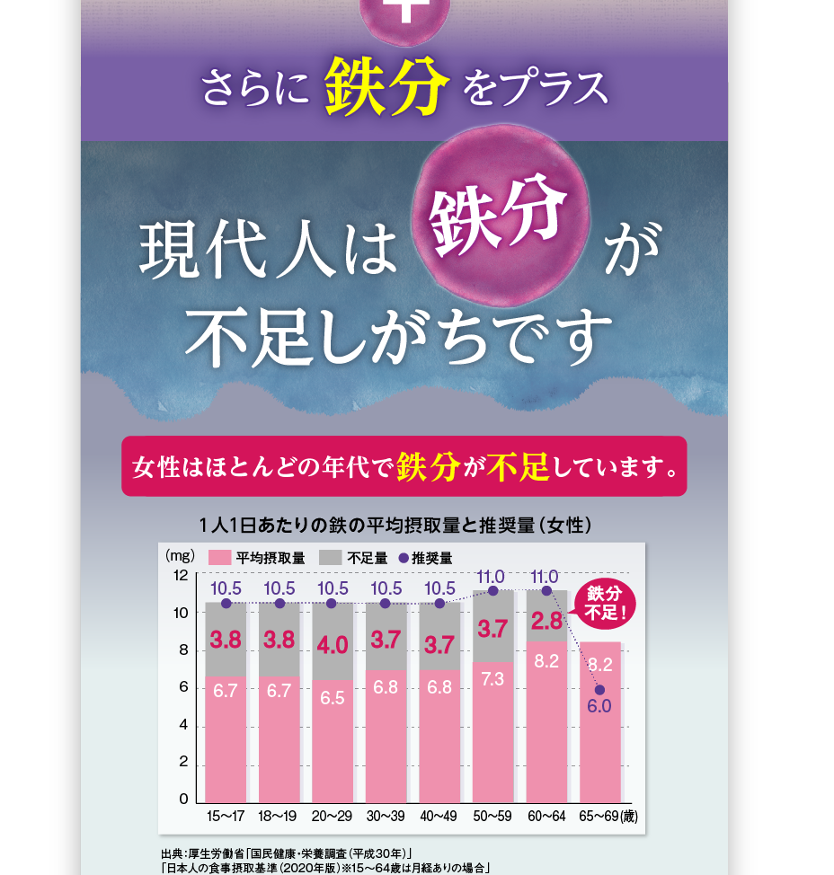 さらに鉄分をプラスす鉄分現代人は鉄分が不足しがちです