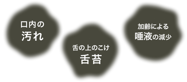 口内の汚れ 加齢による唾液の減少 舌の上のこけ舌苔