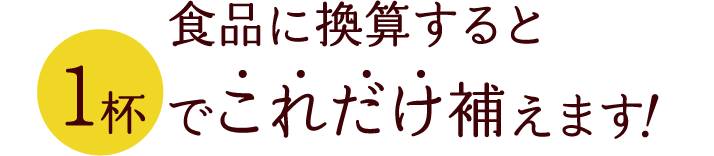 食品に換算すると 1杯でこれだけ補えます！